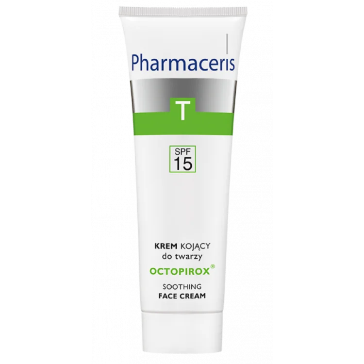 PHARMACERIS T kojacy krem SPF 15 do twarzy dla skory lojotokowej zaczerwienionej sklonnej do luszczenia OCTOPIROX, 30ml PHARMACERIS T kojacy krem SPF 15 do twarzy dla skory lojotokowej zaczerwienionej sklonnej do luszczenia OCTOPIROX, 30ml