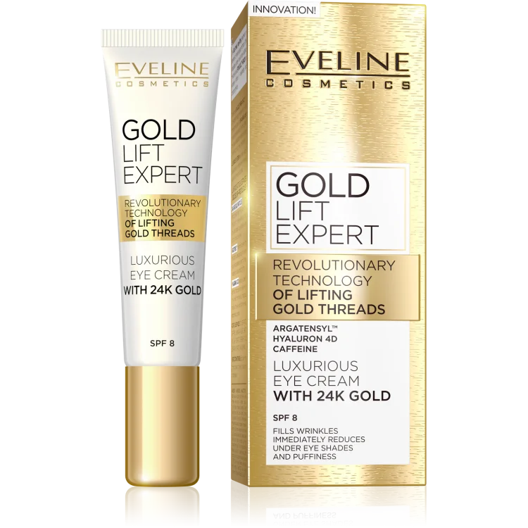 Eveline Gold Lift Expert Luksusowy Złoty Krem pod Oczy i na Powieki SPF8 15ml Eveline Gold Lift Expert Luksusowy Złoty Krem pod Oczy i na Powieki SPF8 15ml