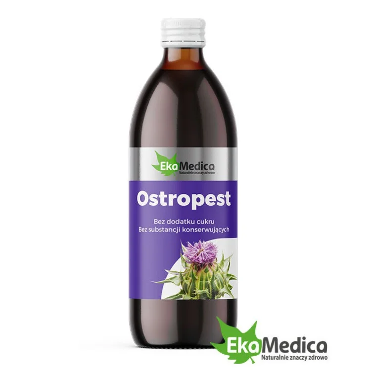 EkaMedica Naturalny Sok z Ostropestu bez Dodatku Cukru Wspiera Trawienie 500ml EkaMedica Naturalny Sok z Ostropestu bez Dodatku Cukru Wspiera Trawienie 500ml