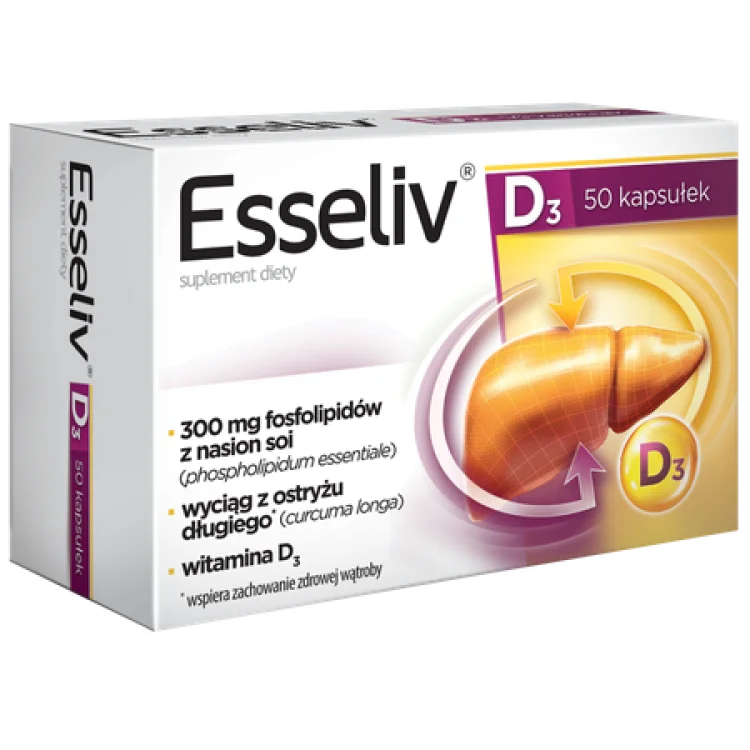 Esseliv D3 dla Wsparcia Pracy Wątroby i Trawienie Tłuszczów 50 Kapsułek Esseliv D3 dla Wsparcia Pracy Wątroby i Trawienie Tłuszczów 50 Kapsułek