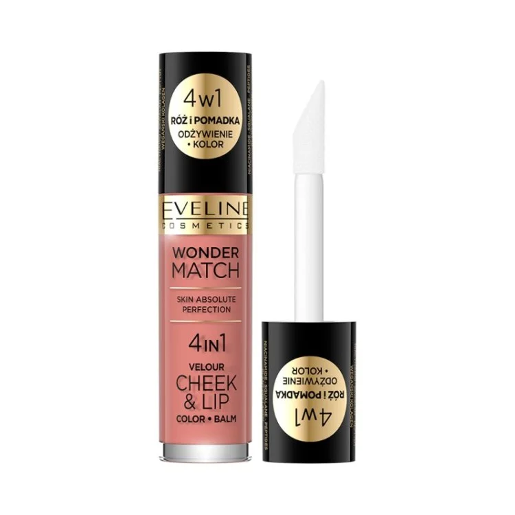 Eveline Wonder Match Cheek & Lip 4w1 Róż i Pomadka w Płynie Nr 1 4,5ml Eveline Wonder Match Cheek & Lip 4w1 Róż i Pomadka w Płynie Nr 1 4,5ml