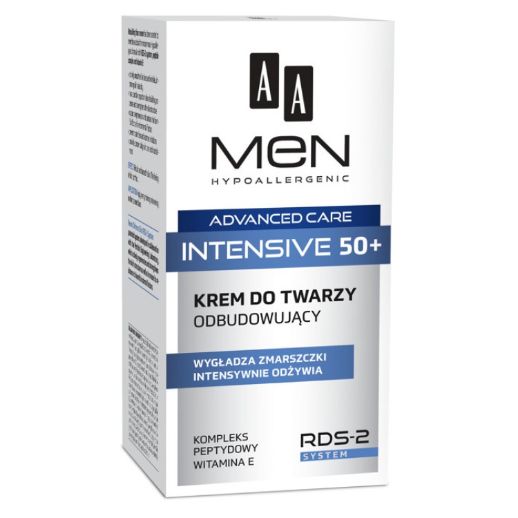 AA MEN ADVANCED CARE INTENSIVE 50+ krem do twarzy odbudowująco-regenerujący 50ml AA MEN ADVANCED CARE INTENSIVE 50+ krem do twarzy odbudowująco-regenerujący 50ml