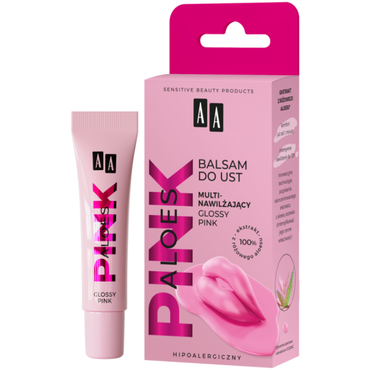 AA PINK ALOES Multinawilżający balsam do ust - glossy pink 10 g