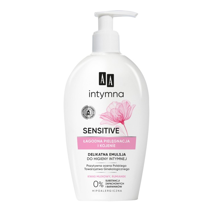 AA INTYMNA OCHRONA I PIELĘGNACJA SENSITIVE EMULSJA DO HIGIENY INTYMNEJ DOZOWNIK 300 ML