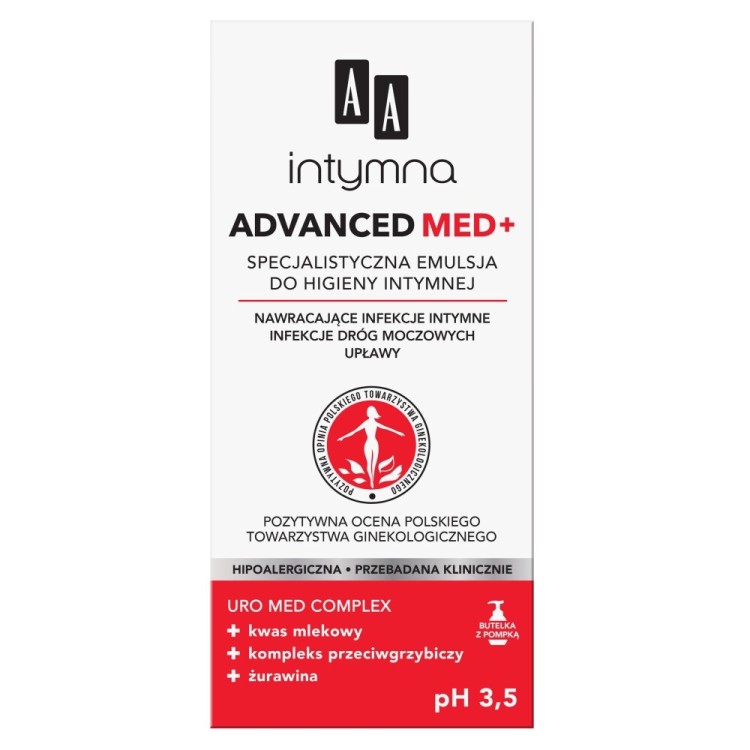AA INTYMNA MED ADVANCED PH 3,5 SPECJALISTYCZNA EMULSJA DO HIGIENY INTYMNEJ - DOZOWNIK 300 ML