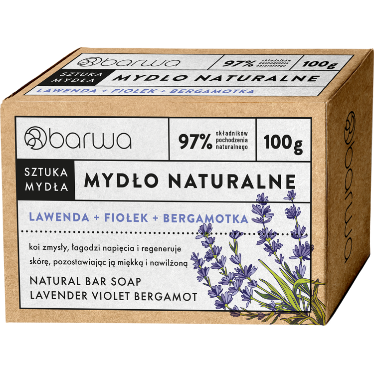 BARWA SZTUKA MYDŁA Naturalne mydło w kostce lawenda 100g BARWA SZTUKA MYDŁA Naturalne mydło w kostce lawenda 100g