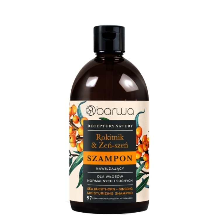 BARWA RECEPTURY NATURY Szampon Nawilżający Rokitnik + Żeń-szeń 380 ml BARWA RECEPTURY NATURY Szampon Nawilżający Rokitnik + Żeń-szeń 380 ml
