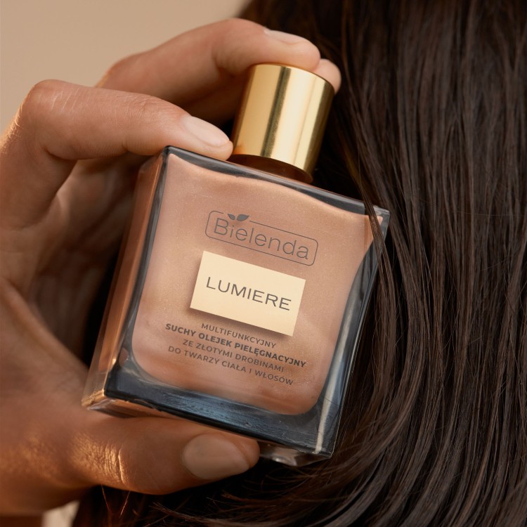 BIELENDA LUMIÈRE MULTIFUNKCYJNY SUCHY OLEJEK DO TWARZY, CIAŁA I WŁOSÓW  Z DROBINKAMI 50ML