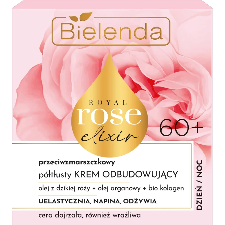 BIELENDA ROYAL ROSE ELIXIR PRZECIWZMARSZCZKOWY KREM PÓŁTŁUSTY ODBUDOWUJĄCY 60+ 50ML BIELENDA ROYAL ROSE ELIXIR PRZECIWZMARSZCZKOWY KREM PÓŁTŁUSTY ODBUDOWUJĄCY 60+ 50ML