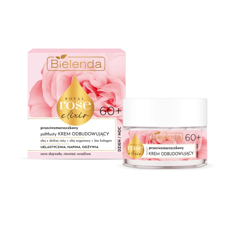 BIELENDA ROYAL ROSE ELIXIR PRZECIWZMARSZCZKOWY KREM PÓŁTŁUSTY ODBUDOWUJĄCY 60+ 50ML