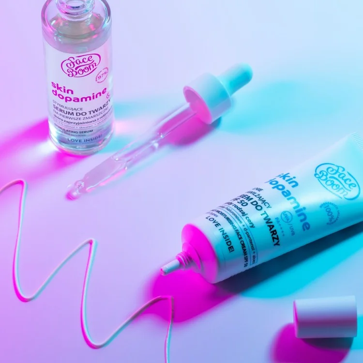BIELENDA FACE BOOM SKIN DOPAMINE SILNIE NAWILŻAJĄCY KREM DO TWARZY SPF50 PA++++ wysoka ochrona przeciwko UVB/UVA 40ml BIELENDA FACE BOOM SKIN DOPAMINE SILNIE NAWILŻAJĄCY KREM DO TWARZY SPF50 PA++++ wysoka ochrona przeciwko UVB/UVA 40ml