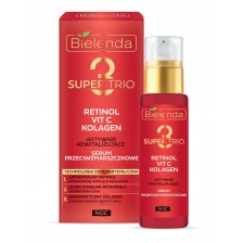 BIELENDA SUPER T TRIO RETINOL KOLAGEN VIT C SERUM DO TWARZY NOC 30ML PRZECIWZMARSZCZKOWE BIELENDA SUPER T TRIO RETINOL KOLAGEN VIT C SERUM DO TWARZY NOC 30ML PRZECIWZMARSZCZKOWE