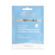 SUPREMELAB HYDRA GLOW Maska kojąco - nawilżająca z kwasem poliglutaminowym i ekstraktem ze śluzu ślimaka 1szt SUPREMELAB HYDRA GLOW Maska kojąco - nawilżająca z kwasem poliglutaminowym i ekstraktem ze śluzu ślimaka 1szt