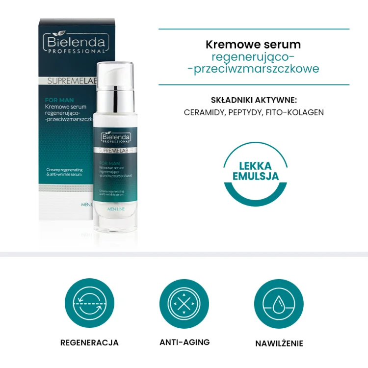 SUPREMELAB MEN LINE kremowe serum regenerująco - przeciwzmarszczkowe 30ml SUPREMELAB MEN LINE kremowe serum regenerująco - przeciwzmarszczkowe 30ml