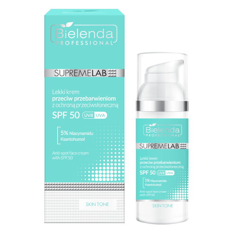 BIELENDA SUPREMELAB SKIN TONE LEKKI KREM PRZECIW PRZEBARWIENIOM Z SPF 50 UVA/UVB 50ml BIELENDA SUPREMELAB SKIN TONE LEKKI KREM PRZECIW PRZEBARWIENIOM Z SPF 50 UVA/UVB 50ml