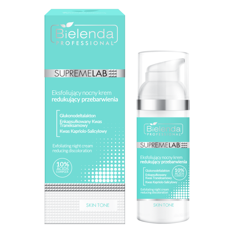 BIELENDA SUPREMELAB SKIN TONE EKSFOLIUJĄCY NOCNY KREM REDUKUJĄCY PRZEBARWIENIA 50 ml BIELENDA SUPREMELAB SKIN TONE EKSFOLIUJĄCY NOCNY KREM REDUKUJĄCY PRZEBARWIENIA 50 ml