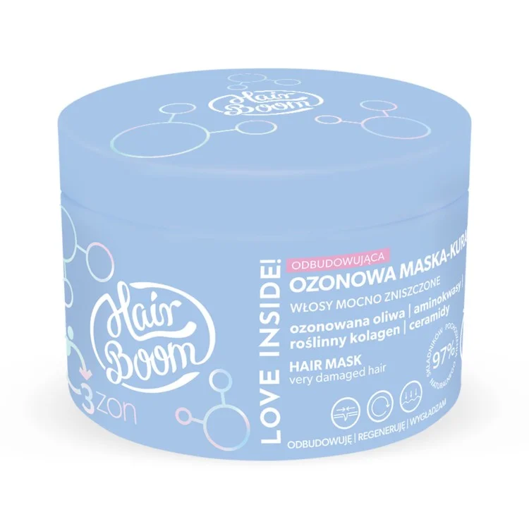 HAIR BOOM O3ZONE Odbudowująca ozonowa maska - kuracja 225 ml HAIR BOOM O3ZONE Odbudowująca ozonowa maska - kuracja 225 ml