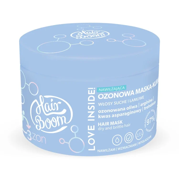 HAIRBOOM O3ZON Nawilżająca ozonowa maska - kuracja 225ml HAIRBOOM O3ZON Nawilżająca ozonowa maska - kuracja 225ml