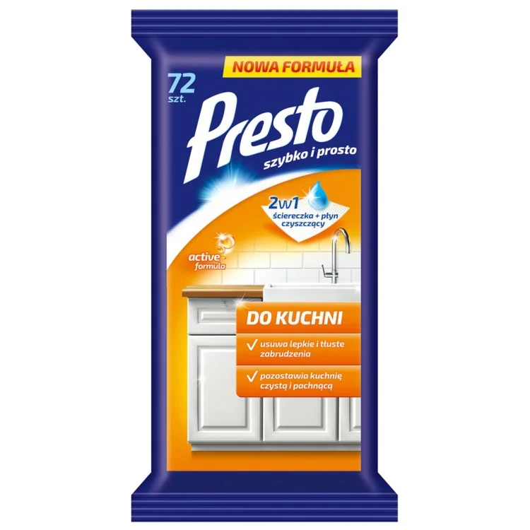PRESTO ŚCIERECZKI CZYSZCAZĄCE 2W1 DO KUCHNI 72szt PRESTO ŚCIERECZKI CZYSZCAZĄCE 2W1 DO KUCHNI 72szt