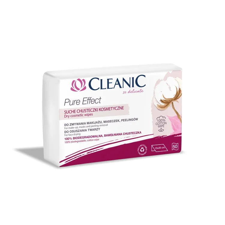 CLEANIC PURE EFFECT SUCHE CHUSTECZKI DO USUWANIA MAKIJAŻU I WYCIERANIA TWARZY 50 SZT CLEANIC PURE EFFECT SUCHE CHUSTECZKI DO USUWANIA MAKIJAŻU I WYCIERANIA TWARZY 50 SZT