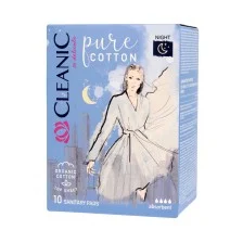 CLEANIC PURE COTTON NIGHT podpaski higieniczne na dzień 10 szt