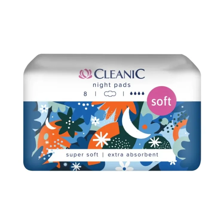 CLEANIC SOFT PODPASKI HIGIENICZNE NA NOC 8 PCS CLEANIC SOFT PODPASKI HIGIENICZNE NA NOC 8 PCS