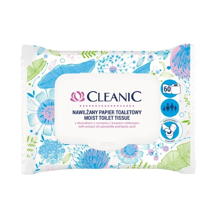 Cleanic Nawilżany Papier Toaletowy Rumianek 60Szt. Cleanic Nawilżany Papier Toaletowy Rumianek 60Szt.