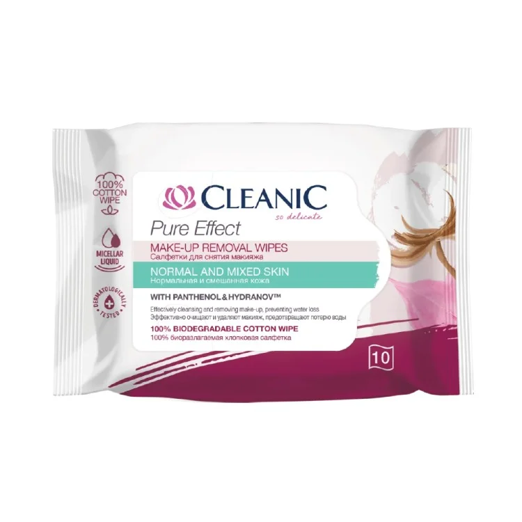 CLEANIC PURE EFFECT CHUSTECZKI DO DEMAKIJAŻU DO CERY NORMALNEJ I MIESZANEJ 10szt CLEANIC PURE EFFECT CHUSTECZKI DO DEMAKIJAŻU DO CERY NORMALNEJ I MIESZANEJ 10szt