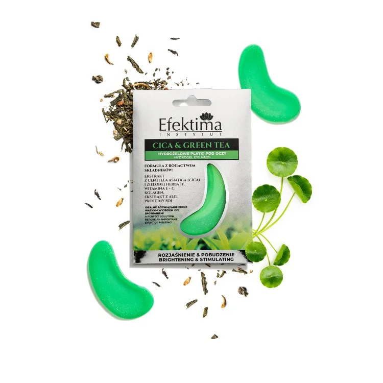 EFEKTIMA CICA & GREEN TEA HYDROŻELOWE PŁATKI POD OCZY ROZJAŚNIENIE & POBUDZENIE 1 para EFEKTIMA CICA & GREEN TEA HYDROŻELOWE PŁATKI POD OCZY ROZJAŚNIENIE & POBUDZENIE 1 para