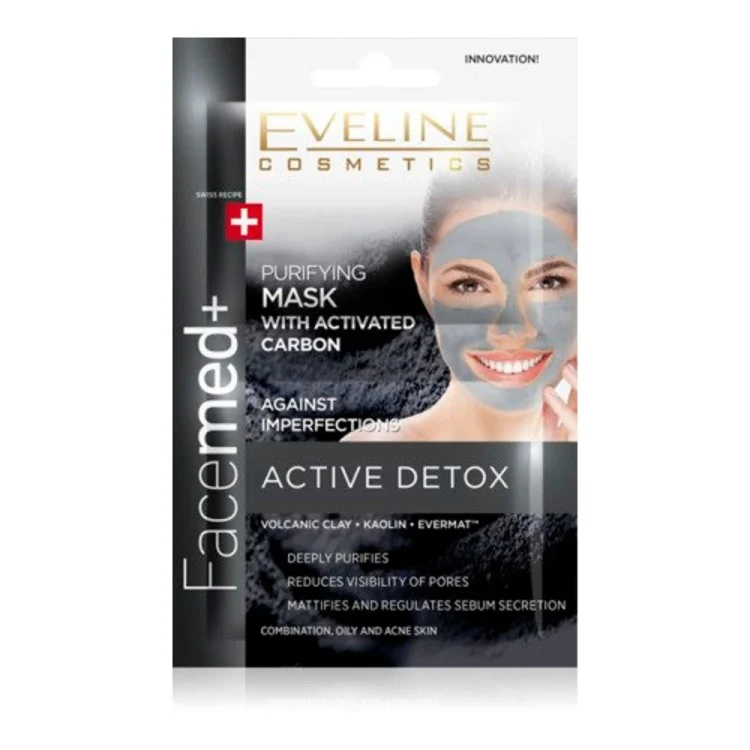 EVELINE FACEMED OCZYSZCZAJĄCA MASKA DO TWARZY Z WĘGLEM AKTYWNYM 2X5ml EVELINE FACEMED OCZYSZCZAJĄCA MASKA DO TWARZY Z WĘGLEM AKTYWNYM 2X5ml