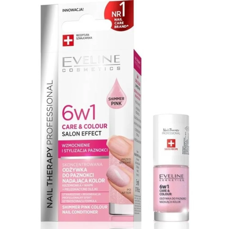 Eveline Nail Therapy Professional 6w1 Care & Color odżywka do paznokci Shimmer Pink 5ml Eveline Nail Therapy Professional 6w1 Care & Color odżywka do paznokci Shimmer Pink 5ml