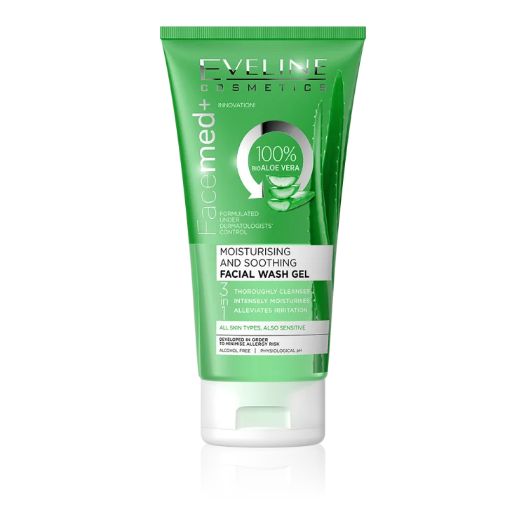 Eveline Facemed+ Nawilżający i Łagodzący żel do mycia twarzy z aloesem 150ml Eveline Facemed+ Nawilżający i Łagodzący żel do mycia twarzy z aloesem 150ml