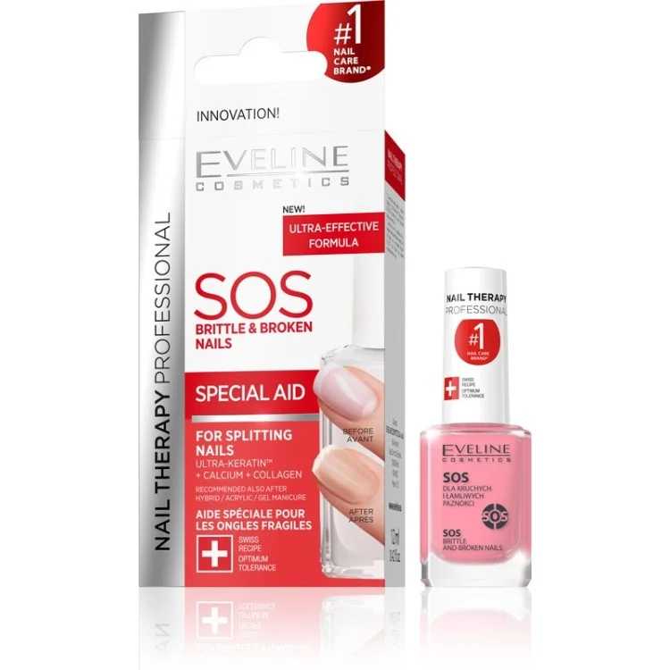 EVELINE NAIL THERAPY SOS DLA KRUCHYCH I ŁAMLIWYCH PAZNOKCI Z WAPNIEM I KOLAGENEM, 12ml EVELINE NAIL THERAPY SOS DLA KRUCHYCH I ŁAMLIWYCH PAZNOKCI Z WAPNIEM I KOLAGENEM, 12ml