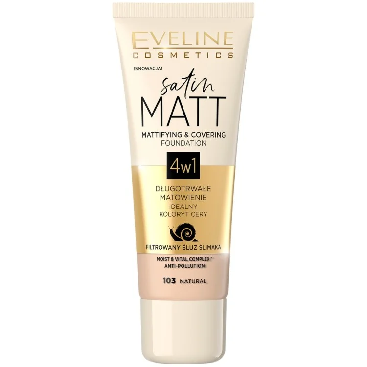 EVELINE SATIN MATT PODKŁAD MATUJĄCO-KRYJĄCY 103 NATURALNY 30ml EVELINE SATIN MATT PODKŁAD MATUJĄCO-KRYJĄCY 103 NATURALNY 30ml