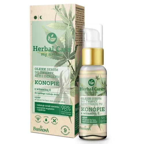FARMONA HERBAL CARE Olejek-serum do twarzy, szyi i dekoltu Konopie z witaminą E do każdego rodzaju skóry, 50ml  EXP: 07.2025