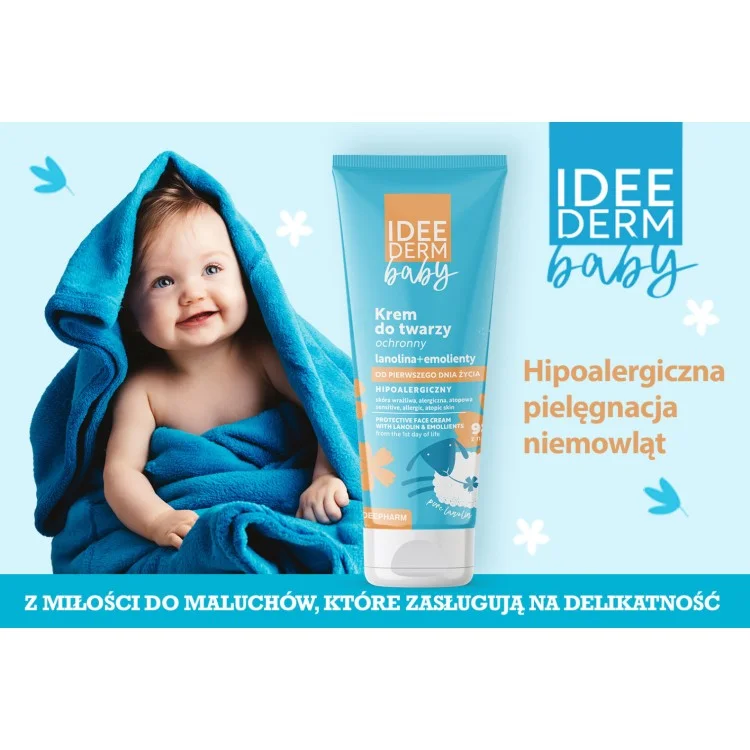 IDEEPHARM IDEE DERM BABY krem ochronny do twarzy lanolina & emoilienty od piewszego dnia życia 50ml IDEEPHARM IDEE DERM BABY krem ochronny do twarzy lanolina & emoilienty od piewszego dnia życia 50ml