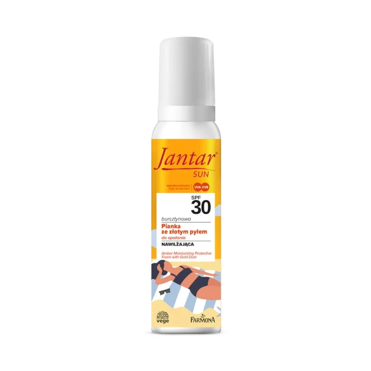 FARMONA JANTAR SUN BURSZTYNOWA NAWILŻAJĄCA PIANKA OCHRONNA ZE ZŁOTYM PYŁEM SPF 30, 150 ML FARMONA JANTAR SUN BURSZTYNOWA NAWILŻAJĄCA PIANKA OCHRONNA ZE ZŁOTYM PYŁEM SPF 30, 150 ML