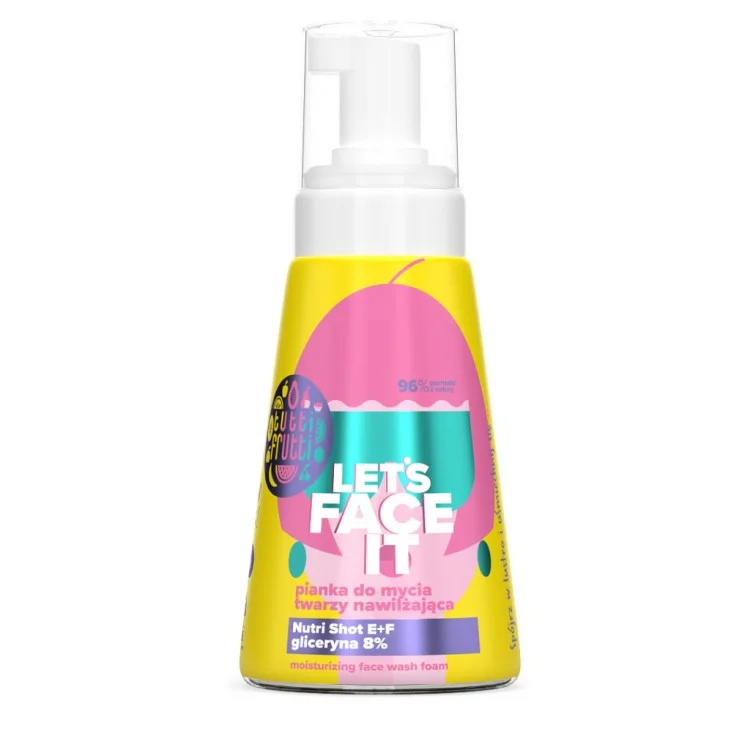 FARMONA TUTTI FRUTTI Let's Face It Nawilżająca pianka do mycia twarzy z gliceryną 8% + Nutri Shot E+F, 250ml FARMONA TUTTI FRUTTI Let's Face It Nawilżająca pianka do mycia twarzy z gliceryną 8% + Nutri Shot E+F, 250ml