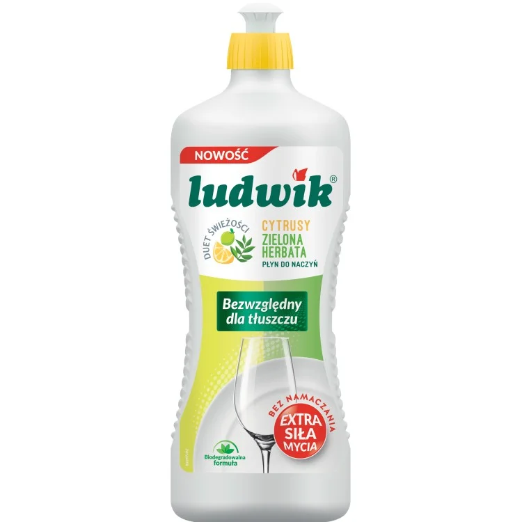 LUDWIK Płyn do mycia naczyń Cytrusy i Zielona Herbata 900g LUDWIK Płyn do mycia naczyń Cytrusy i Zielona Herbata 900g