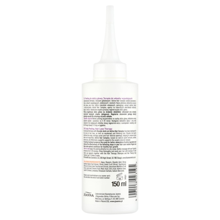 JOANNA HAIR THERAPY Peeling do skóry głowy z kwasem glikolowym AHA – dogłębne oczyszczenie i odświeżenie 100 ml JOANNA HAIR THERAPY Peeling do skóry głowy z kwasem glikolowym AHA – dogłębne oczyszczenie i odświeżenie 100 ml