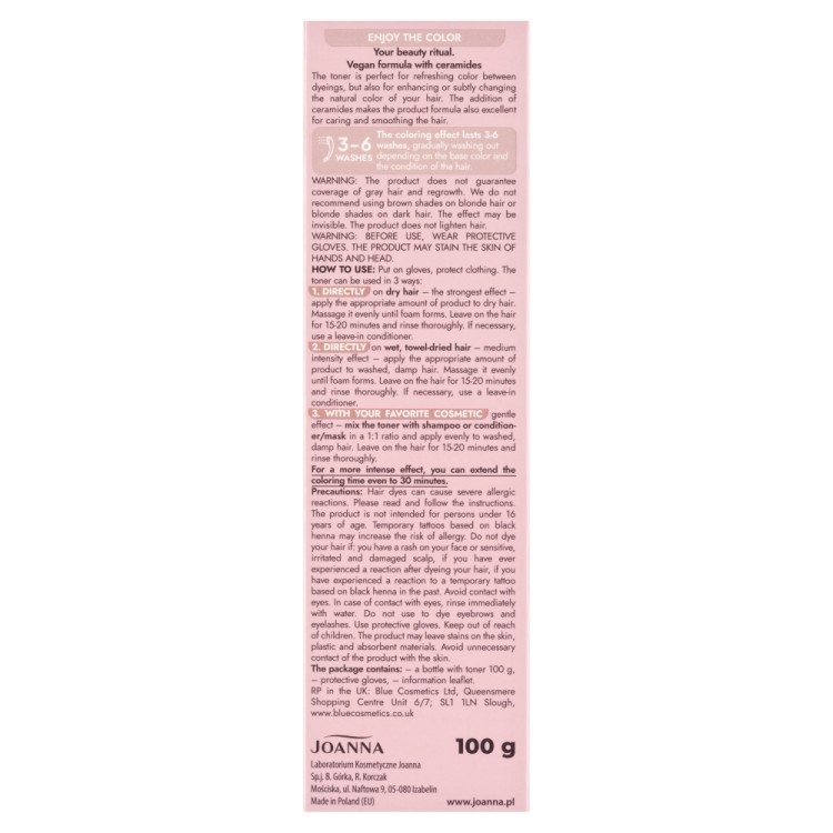JOANNA ULTRA COLOR TONER DO WŁOSÓW Rose Latte 100 g JOANNA ULTRA COLOR TONER DO WŁOSÓW Rose Latte 100 g