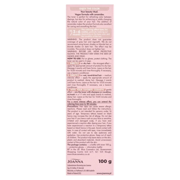 JOANNA ULTRA COLOR TONER DO WŁOSÓW Chilli latte 100 g JOANNA ULTRA COLOR TONER DO WŁOSÓW Chilli latte 100 g