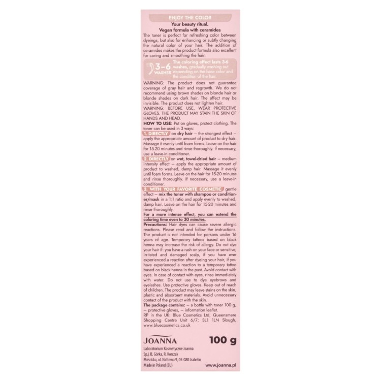 JOANNA ULTRA COLOR TONER DO WŁOSÓW Kremowe latte 100 g JOANNA ULTRA COLOR TONER DO WŁOSÓW Kremowe latte 100 g
