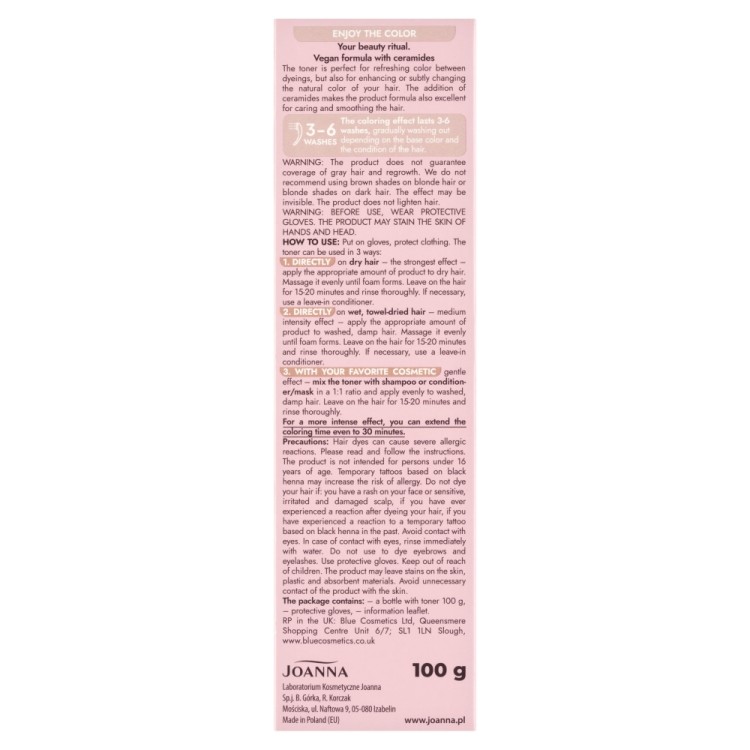JOANNA ULTRA COLOR TONER DO WŁOSÓW Mleczna czekolada 100 g JOANNA ULTRA COLOR TONER DO WŁOSÓW Mleczna czekolada 100 g