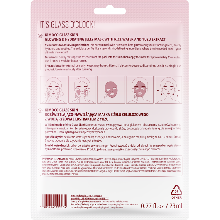 KIMOCO Glass Skin Glowing &amp; Hydrating Jelly Mask 23 ml – rozświetlająco-nawilżająca maska