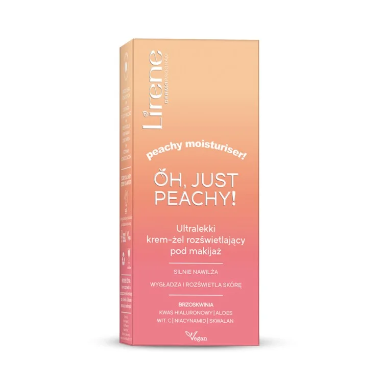 Lirene OH, JUST PEACHY ultralekki krem-żel rozświetlajacy pod makijaż 50ml Lirene OH, JUST PEACHY ultralekki krem-żel rozświetlajacy pod makijaż 50ml