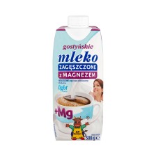 GOSTYŃ Mleko gostyńskie zagęszczone niesłodzone z magnezem light 4% 500g GOSTYŃ Mleko gostyńskie zagęszczone niesłodzone z magnezem light 4% 500g
