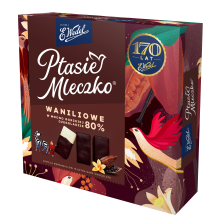 WEDEL PTASIE MLECZKO® WANILIOWE W MOCNO GORZKIEJ CZEKOLADZIE 80% 340G WEDEL PTASIE MLECZKO® WANILIOWE W MOCNO GORZKIEJ CZEKOLADZIE 80% 340G