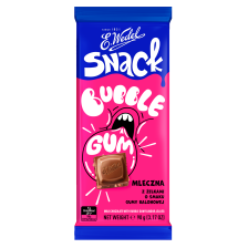 WEDEL SNACK Bubble Gum mleczna czekolada z żelkami o smaku gumy balonowej 100g WEDEL SNACK Bubble Gum mleczna czekolada z żelkami o smaku gumy balonowej 100g