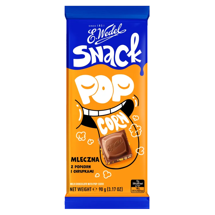 WEDEL SNACK Pop Corn mleczna czekolada z pop cornem i chrupkami 100g WEDEL SNACK Pop Corn mleczna czekolada z pop cornem i chrupkami 100g